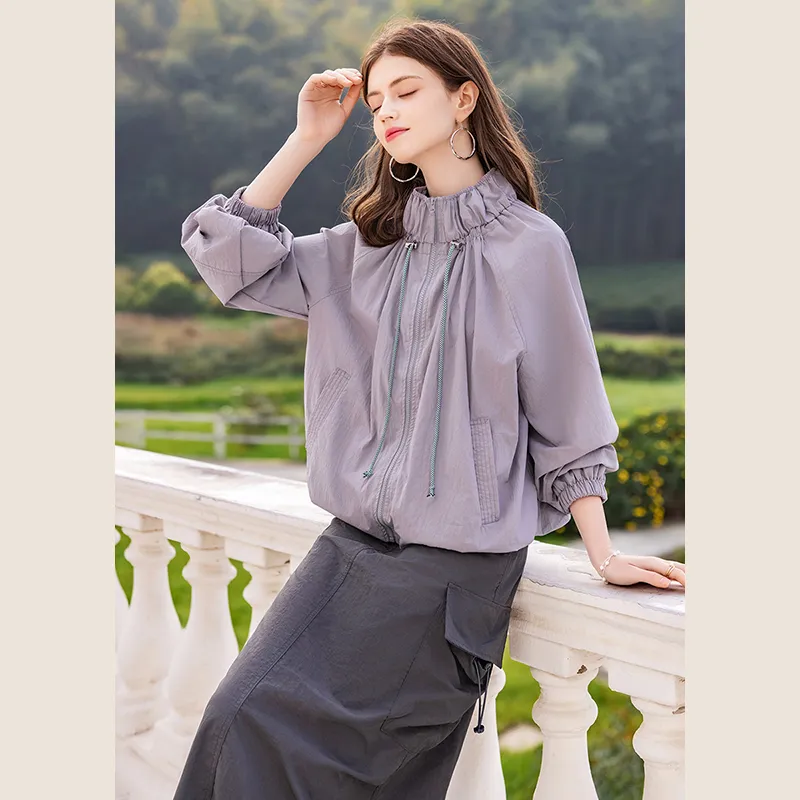 TOUCH Cropped Coats Women's Purple-1