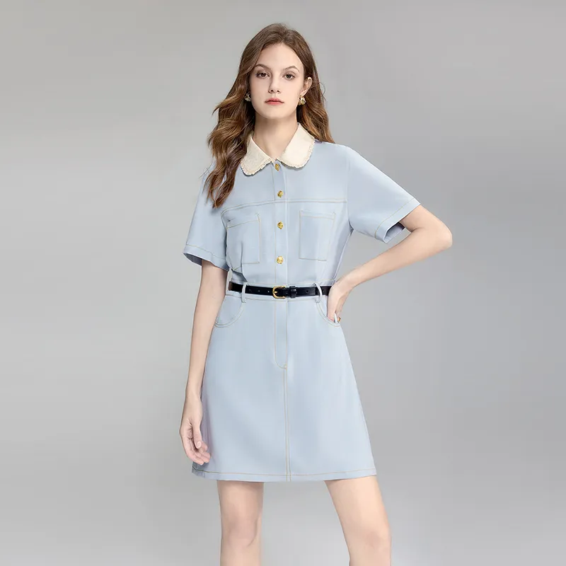 TOUCH Short Sleeved Dress Women's Light Blue-6
