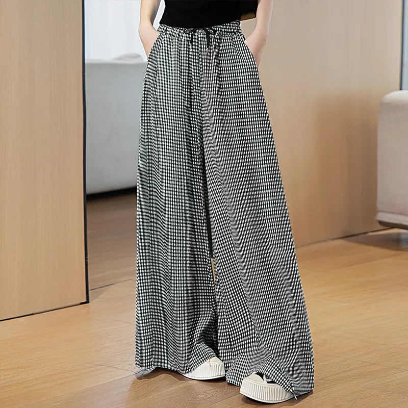 Cypress House Casual Pants Women's Black White Plaid-2