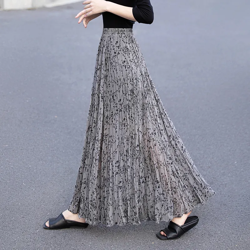 TOUCH Casual Long Skirt Women's Dark Gray-6