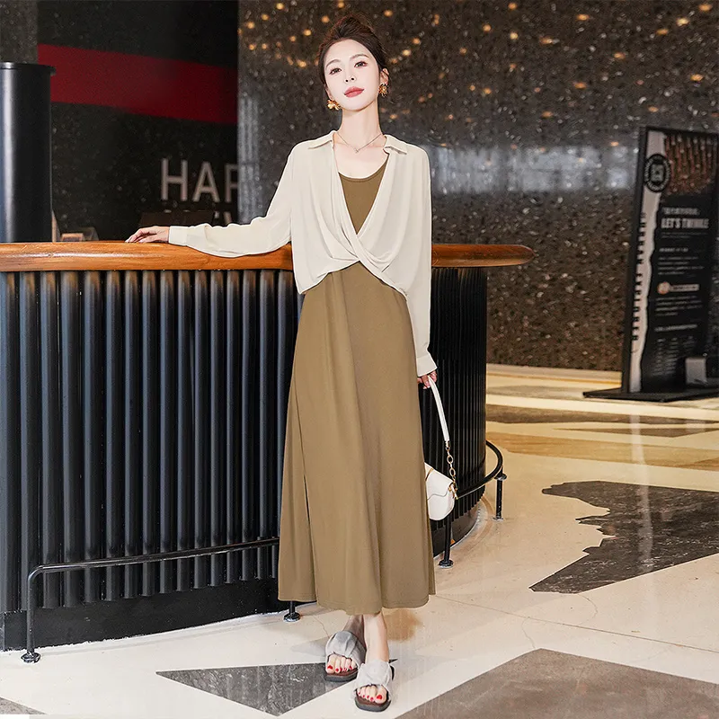 Cypress House Skirt Set Women's Outer Apricot Inner Dark Coffee-5