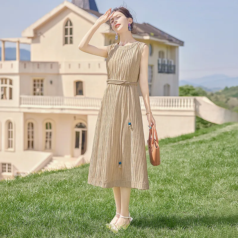 Cypress House Sleeveless Dress Women's Light Khaki-6