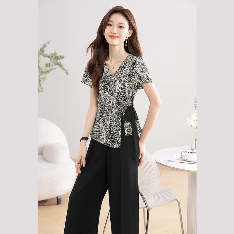 Cypress House Casual Suit Women's Black/Beige Pattern+Black-1