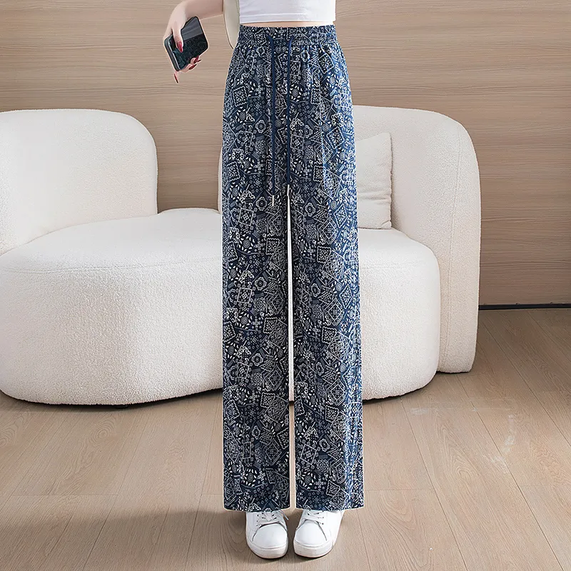 Cypress House Casual Pants Women's Navy Blue With White Floral-2