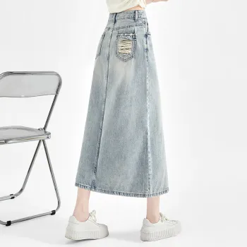 TOUCH Denim Long Skirt Women's Light Blue