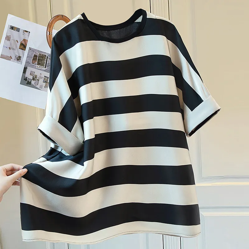 Cypress House T Shirt Women's Black Rice Stripes-2