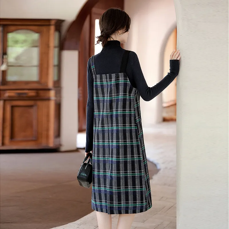 TOUCH Sleeveless Dress Women's Black Gray Plaid-4