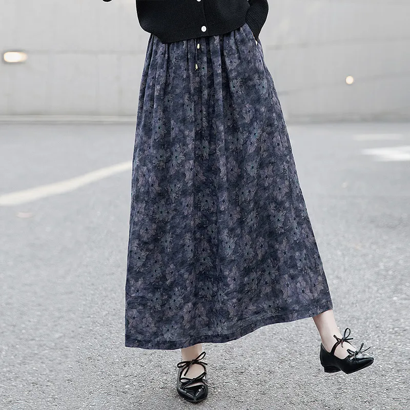Cypress House Casual Long Skirt Women's Purple Floral-6