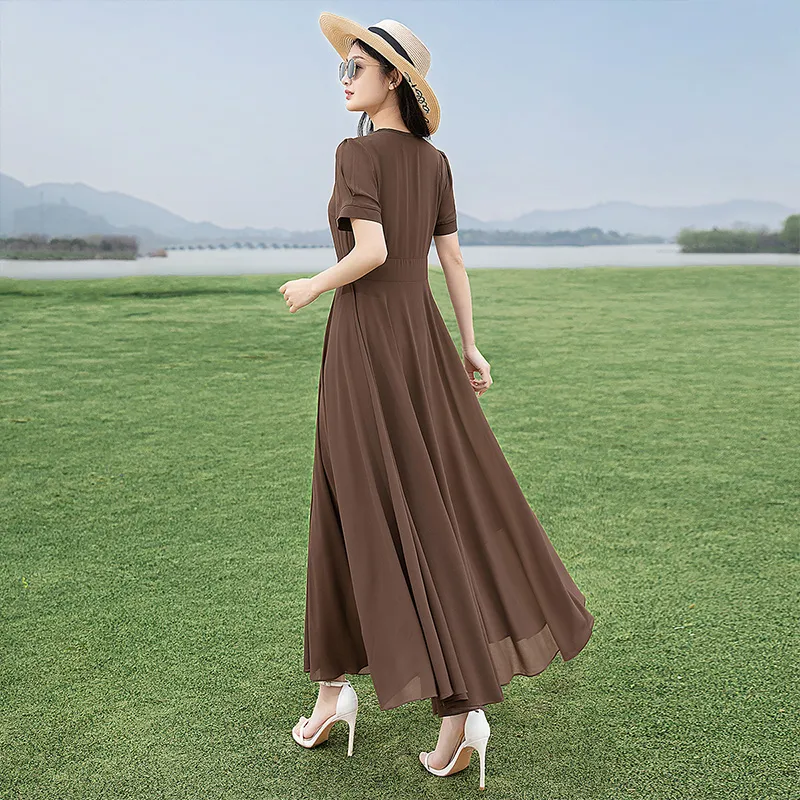Cypress House Short Sleeved Dresses Women's Dark Coffee-2