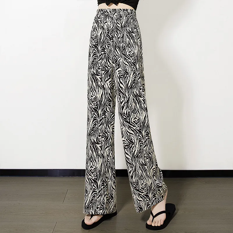 Cypress House Casual Pants Women's White With Black Floral Pattern-4