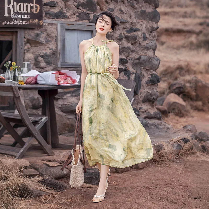 TOUCH Sleeveless Dresses Women's Yellow Green-6