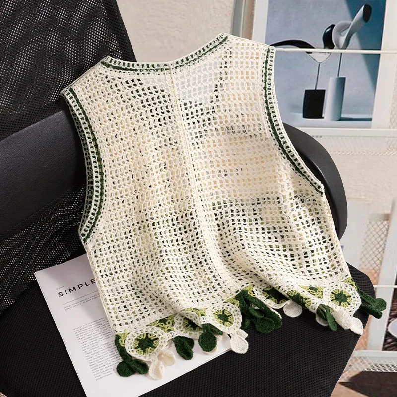 TOUCH Vests Women's Apricot With Green Trim-3