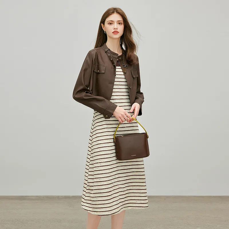 TOUCH Cropped Coats Women's Coffee-7