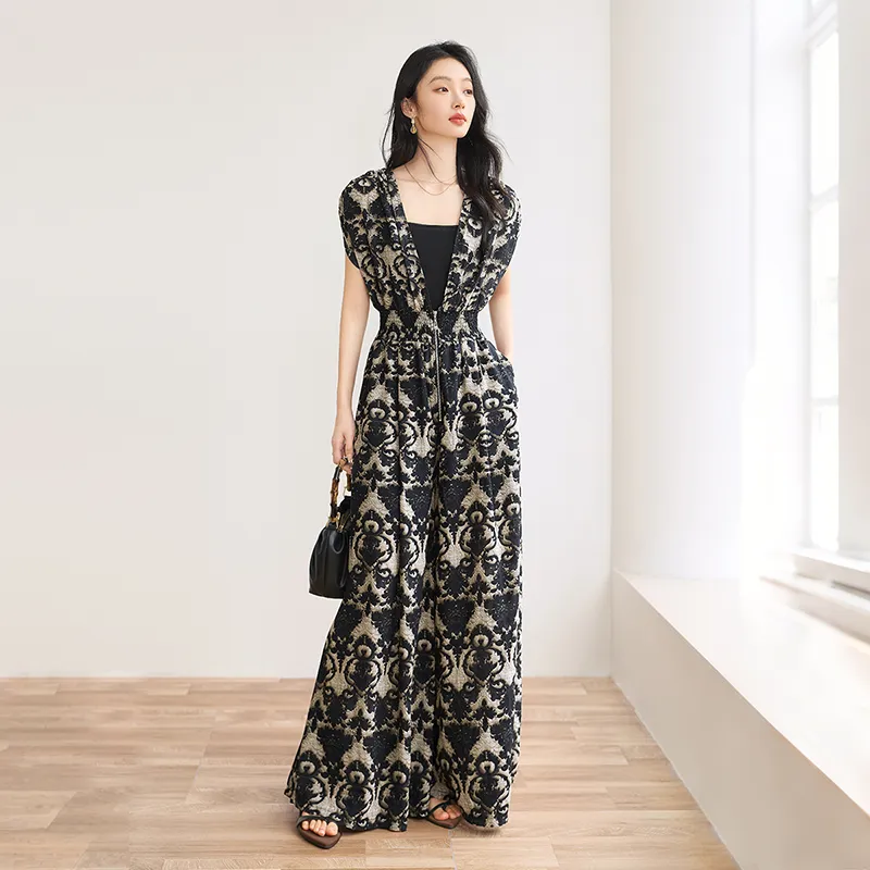 TOUCH Jumpsuits Women's Black Khaki Floral-2