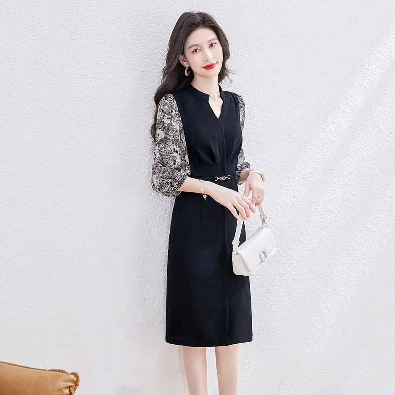 Cypress House Long Sleeved Dress Women's Black & Gray Heather-5