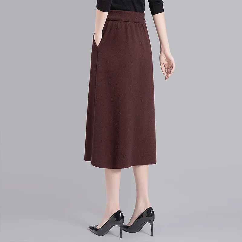 Cypress House Casual Long Skirt Women's Red Coffee-3