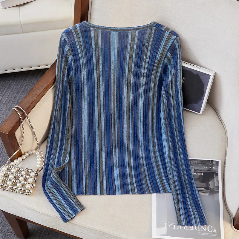 TOUCH Knitwear Women's Blue Stripes-3