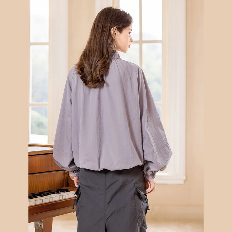TOUCH Cropped Coats Women's Purple-2