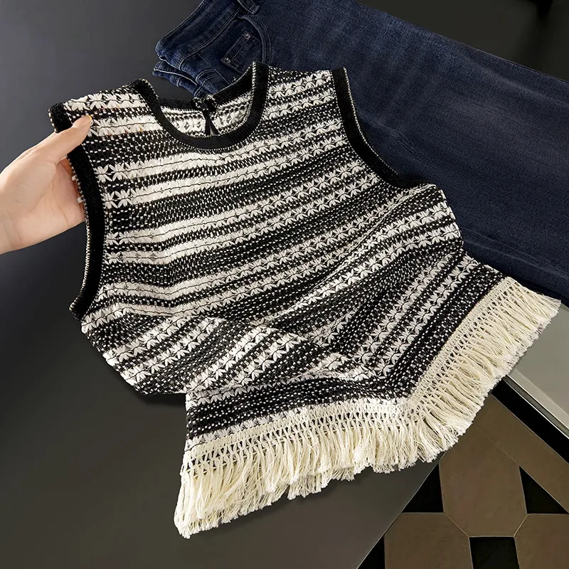 TOUCH Tank Tops Women's Black White Stripes-2