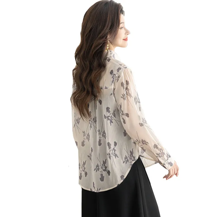 Cypress House Shirt Women's Apricot Ink Flower-0
