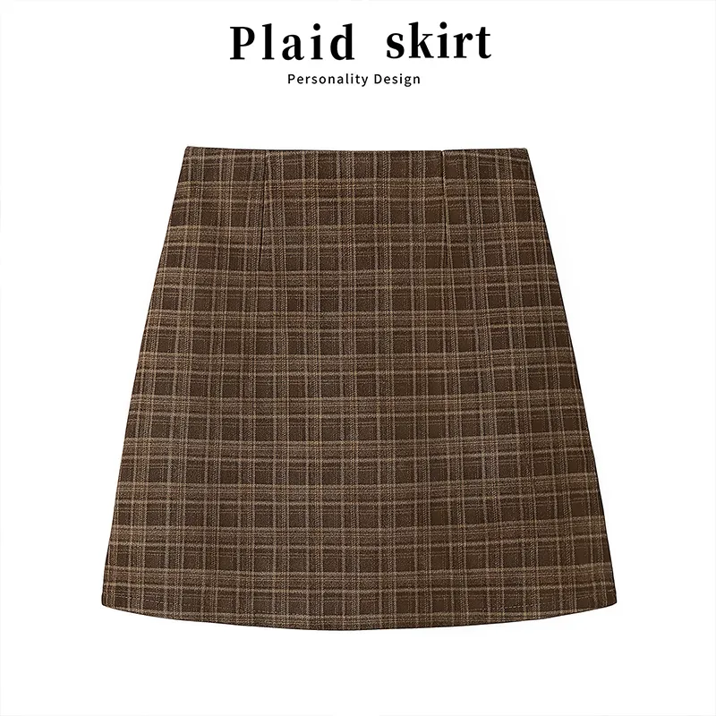 Cypress House Casual Short Skirts Women's Red Coffee Plaid-2