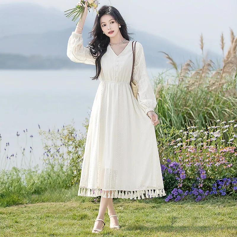 Cypress House Long Sleeved Dress Women's Apricot-4