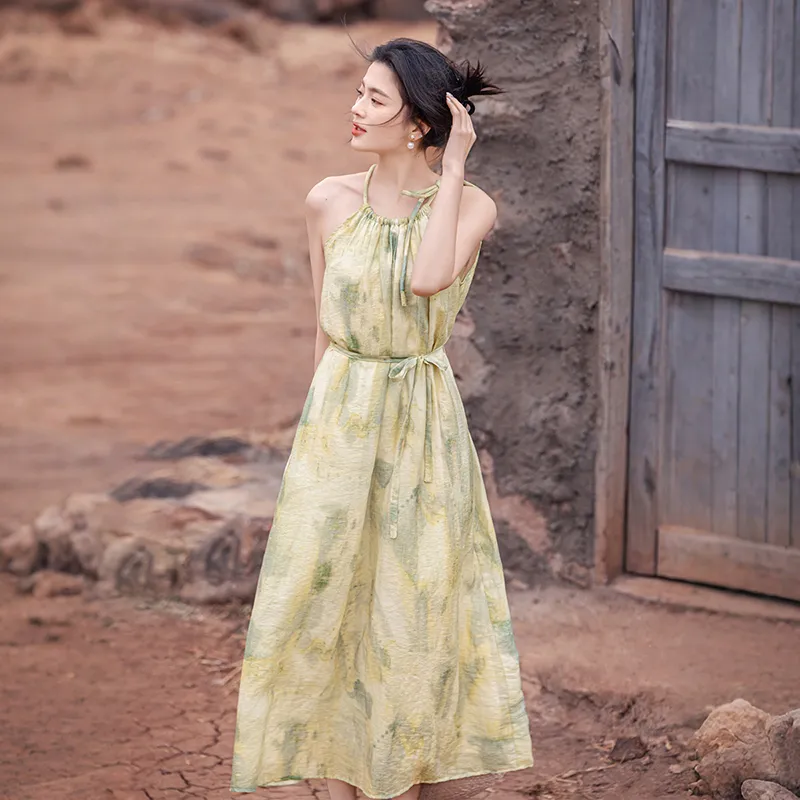 TOUCH Sleeveless Dresses Women's Yellow Green-2