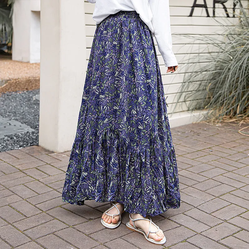 Cypress House Casual Long Skirt Women's Gray Purple-5