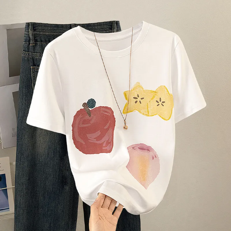 TOUCH Set in Sleeve T Shirt Women's White-2