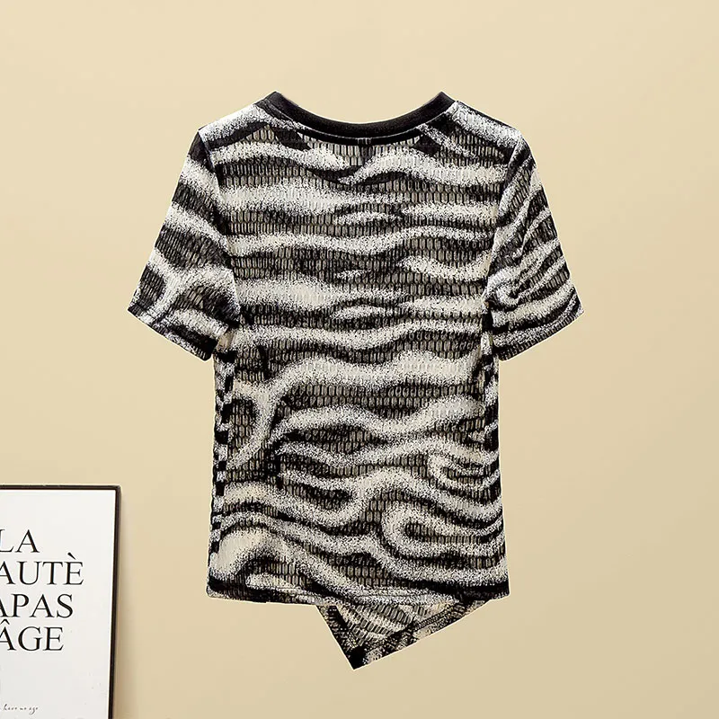 Cypress House T-Shirt Women's Black And White Pattern-3