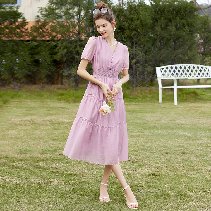 TOUCH Short Sleeved Dress Women's Pink Purple-2