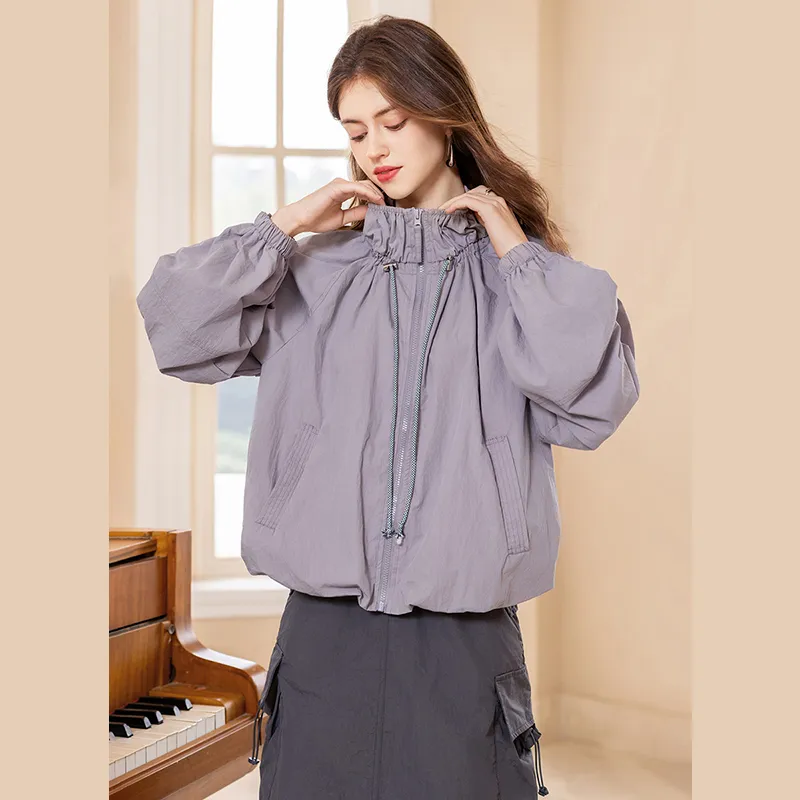 TOUCH Cropped Coats Women's Purple-3