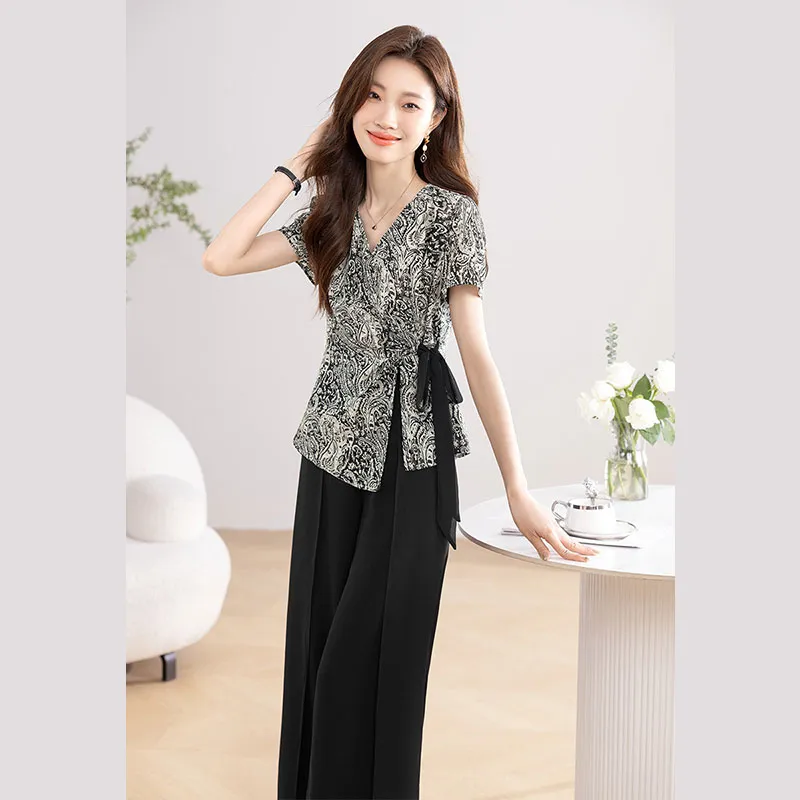 Cypress House Casual Suit Women's Black/Beige Pattern+Black-3