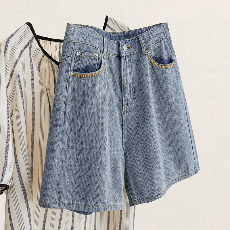 TOUCH Denim Shorts Women's Light Gray Blue-2