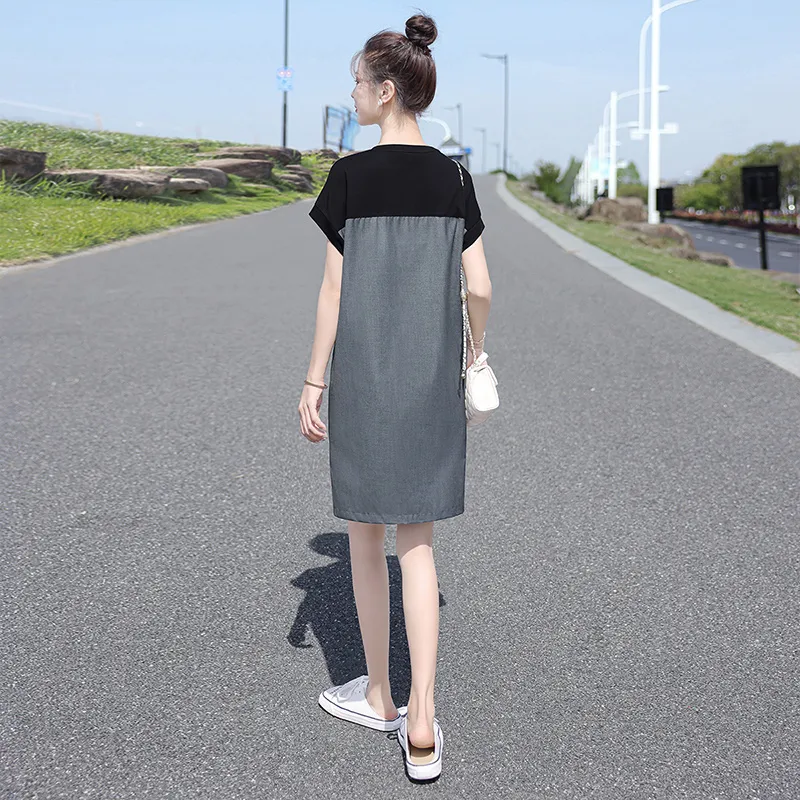 Cypress House Short Sleeved Dress Women's Black Top And Dark Gray Bottom-3