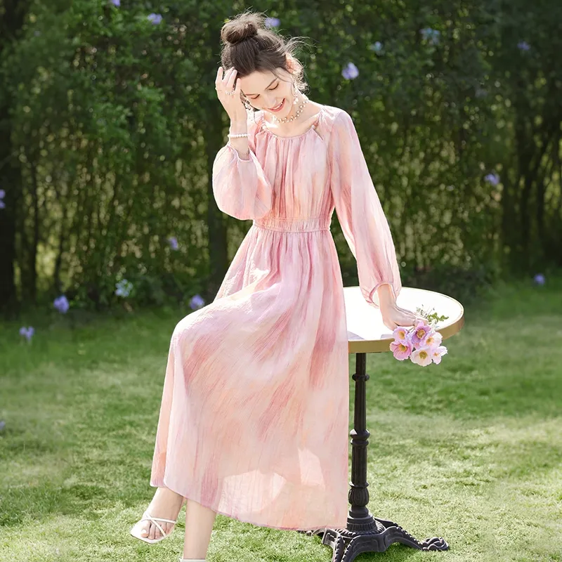 TOUCH Long Sleeved Dress Women's Pink-3