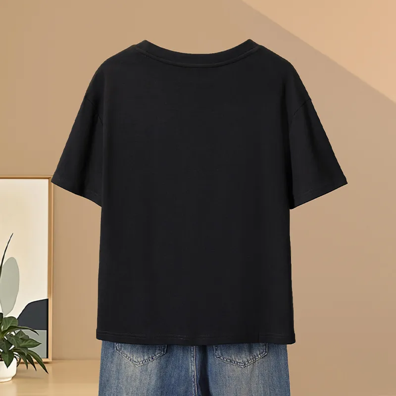 TOUCH Set in Sleeve T Shirt Women's Black-3