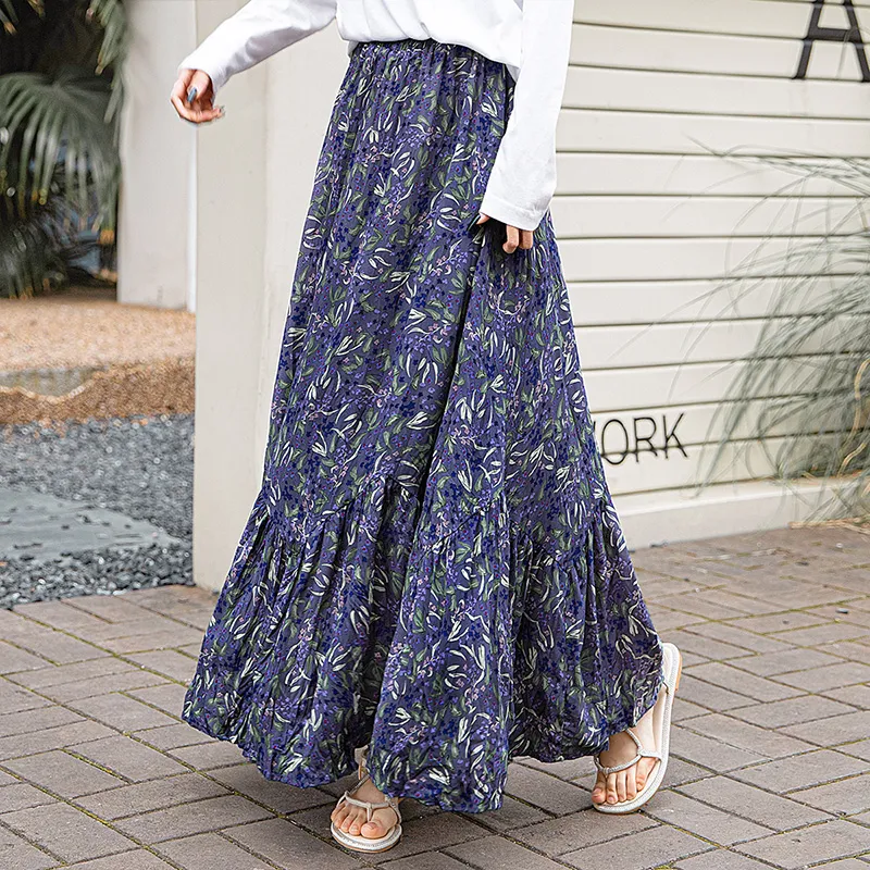 Cypress House Casual Long Skirt Women's Gray Purple-4