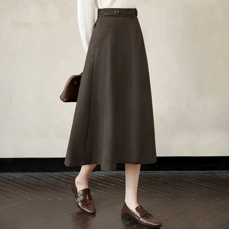 Cypress House Casual Long Skirt Women's Maillard Style Brown-5