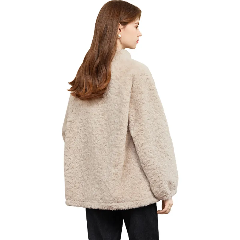 TOUCH Velvet feel Coat Women's Beige Apricot-0