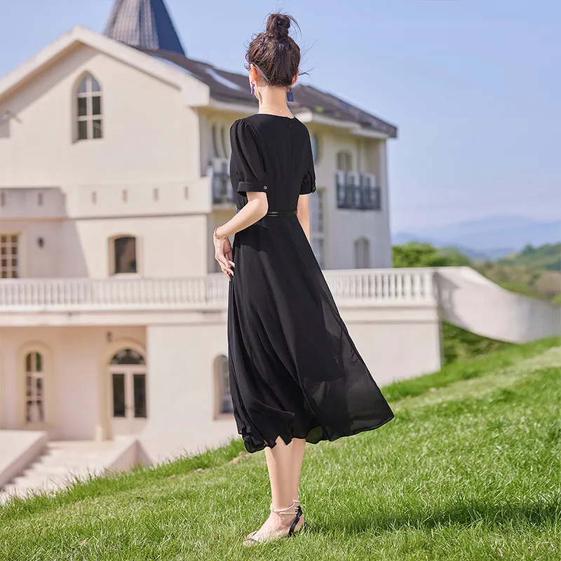 Cypress House Short Sleeved Dresses Women's Black-1