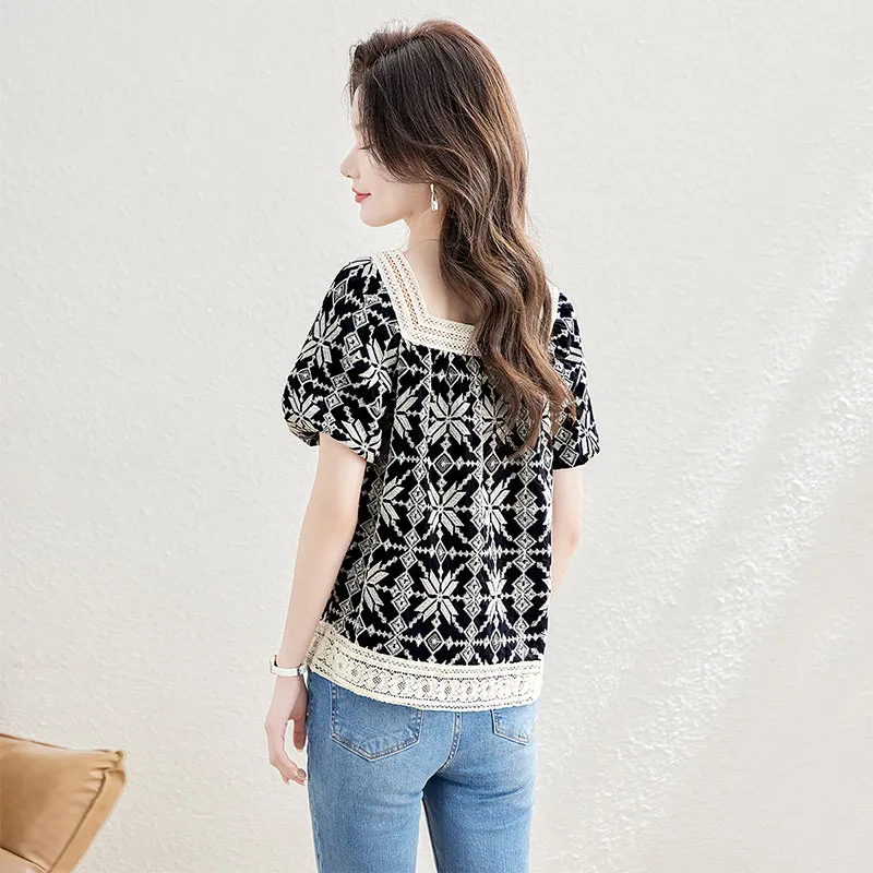 Cypress House Shirt Women's Black With White Floral-3