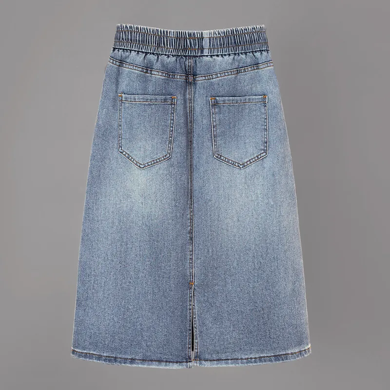 TOUCH Denim Long Skirt Women's Light Blue-3