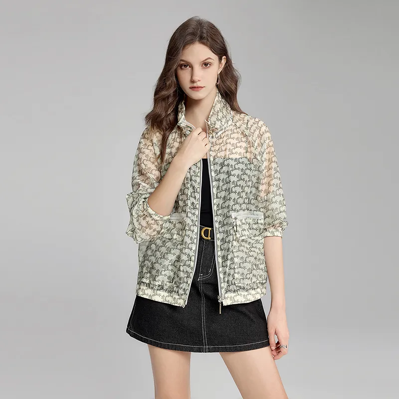 TOUCH Jackets & Coats Women's Beige With Gray Green Letter-2