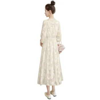 Cypress House Short Sleeved Dress Women's Beige Yellow