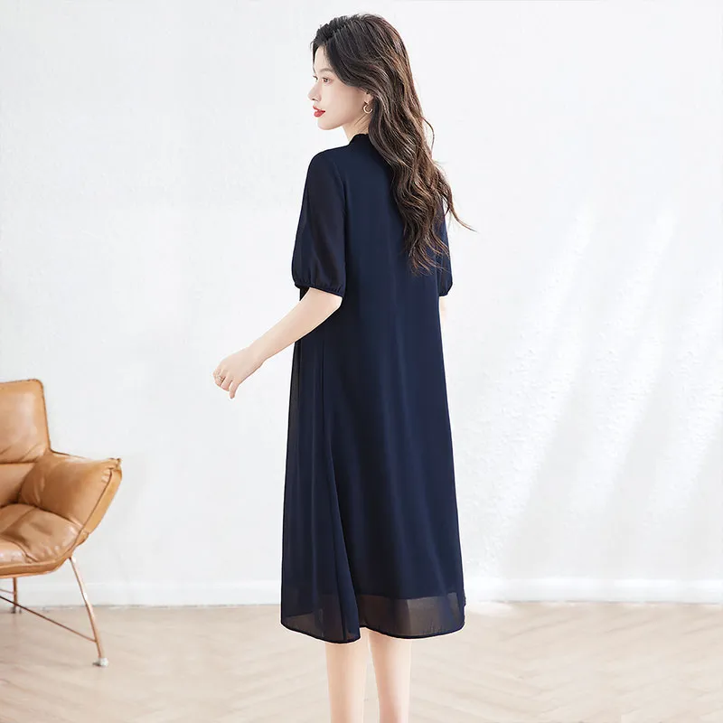 Cypress House Short Sleeved Dresses Women's Navy Blue-3