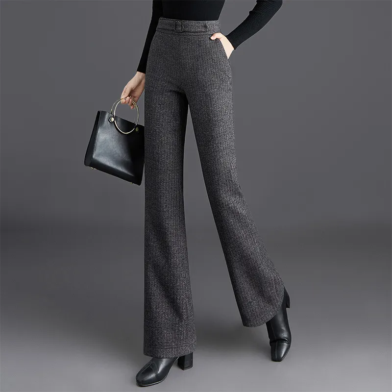 TOUCH Casual Pants Women's Black Gray Herringbone-2