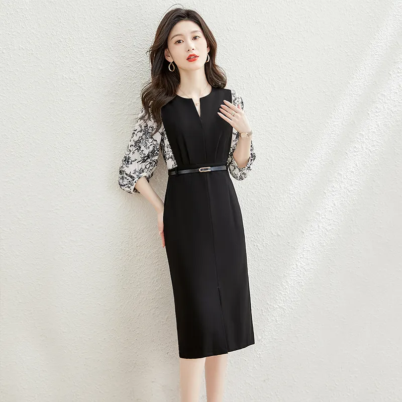 Cypress House Short Sleeved Dress Women's Black & White With Floral-6