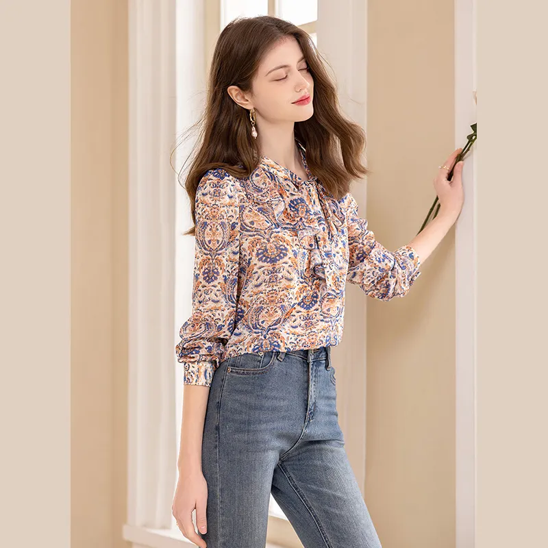 TOUCH Shirt Women's Blue Coffee Multicolor-5
