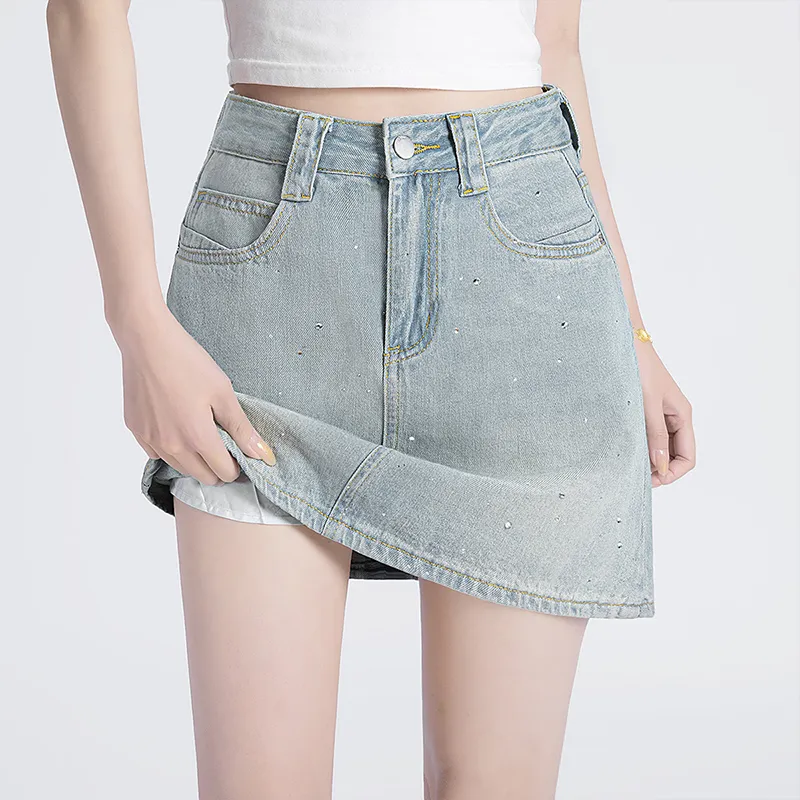 Cypress House Denim Short Skirts Women's Vintage Light Blue-2